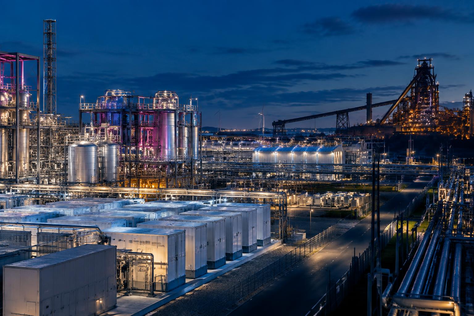 Integrated clean industrial campus with hydrogen and battery infrastructure